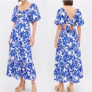 Chic Blue Floral Maxi Dress
